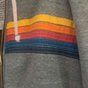 Aviator Nation Gray Jacket with Rainbow Stripes